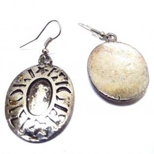 Silver Oxidized Earring Hook Dangle Drop Long Asian Novelty Tribal - THE CAVE